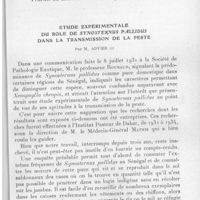 0677 - Page 643 - Séance du 13 octobre 1937. Communications. Le blocage du système réticulo-endothélial dans la lèpre murine, par A. Grall. (Travail du laboratoire de M. le Professeur Marchoux.). / Étude expérimentale du rôle de Synosternus pallidus dans la transmission de la peste, par M. Advier