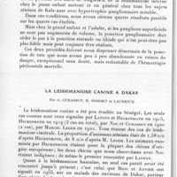 0722 - Page 684 - Séance du 13 octobre 1937. Communications. Le diagnostic du Kala-Azar par la ponction ganglionnaire à propos de deux nouvelles observations, par P. Giraud, Boudouresques, Mlle Blanc et Bergier. / La leishmaniose canine à Dakar, par G. Curasson, B. Sissoko et Laurence