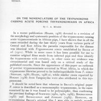 0724 - Page 686 - Séance du 13 octobre 1937. Communications. La leishmaniose canine à Dakar, par G. Curasson, B. Sissoko et Laurence. / On the nomenclature of the trypanosome causing acute porcine trypanosomiasis in Africa, by C. A. Hoare