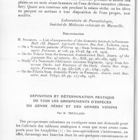 0818 - Page 778 - Séance du 10 novembre 1937. Communications. Filariose du canard domestique en Cochinchine due à Oshimaia Taiwana (Sugimoto, 1919), par Truong-Tan-Ngoc. (Laboratoire de parasitologie, Institut de médecine coloniale de Marseille.). / Définition et détermination pratique de tous les groupements d'espèces du genre Aëdes et des genres voisins, par M. Treillard