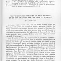 0839 - Page 799 - Séance du 10 novembre 1937. Mémoires. Recherches préliminaires sur l'élimination de la quinacrine chez le malade paludéen, par E. Farinaud, L. Baccialone, C. Lataste et Nguyen-Van-Lien. / Traitement des maladies du tube digestif et de ses annexes par les eaux d'Antsirabe, par E. Farinaud