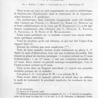 0124 - Page 108 - Séances des 8 janvier et 12 février 1958. Mémoires. Second rapport sur l'emploi de la stylomycine dans le traitement de la trypanosomiase humaine à T. gambiense, par J. Heuls, J. Orio, J. Ceccaldi et P. Merveille