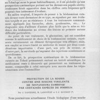 0191 - Page 173 - Séances des 12 mars et 16 avril 1958. Communications. La leishmaniose cutanée au Tchad, par Yves Pirame et René Becquet. / Protection de la souris contre une souche virulente de Trypanosoma gambiense par certaines espèces de Borrelia, par J. Lapierre, M. Larivière et J. J. Rousset
