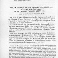 0198 - Page 180 - Séances des 12 mars et 16 avril 1958. Communications. Du rôle possible des facteurs humoraux (cryoglobulines) dans la pathogénie de certaines manifestations nerveuses de la trypanosomiase humaine africaine, des atteintes périphériques en particulier, par H. Collomb et P. Salles. / Sur la priorité du nom Cadicera Macquart, 1855 dans la systématique de la famille Tabanidae Loew, 1860, par J. A. Travassos Santos Dias
