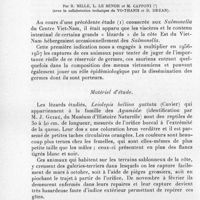 0216 - Page 198 - Séances des 12 mars et 16 avril 1958. Mémoires. Nouvelle contribution à l'étude des Salmonella du Centre et du Sud Viet-Nam. Recherches chez les lézards, par R. Mille, L. Le Minor et M. Capponi (avec la collaboration technique de Vo-Thanh et D. Drean)