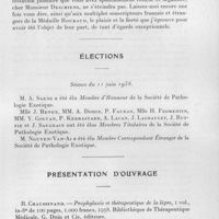 0312 - Page 289 - Séances des 14 mai et 11 juin 1958. Remise à M. Émile Roubaud, en hommage de ses collaborateurs, d'une médaille à son effigie. Remerciement de M. E. Roubaud. / Élections. / Présentation d'ouvrage