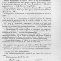0324 - Page 301 - Séances des 14 mai et 11 juin 1958. Communications. Nouveau cas de néo-rickettsiose en A. O. F., par R.-J. Baylet, Y. Gilbert-Desvallons et A. Le Treut