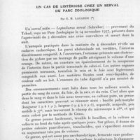 0501 - Page 468 - Séances des 9 juillet et 8 octobre 1958. Communications. Un cas de listériose chez un serval du parc zoologique, par E. M. Lagarde