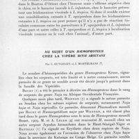 0543 - Page 506 - Séances des 9 juillet et 8 octobre 1958. Communications. L'intradermo-réaction à antigène Trypanosoma equiperdum dans certaines leishmanioses humaines et animales, par J. Ranque, R. Depieds, H. Collomb, J. Mathurin et A. Faure. / Au sujet d'un Haemoproteus chez la vipère Bitis arietans, par C. Huygelen et J. Mortelmans