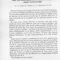 0710 - Page 662 - Séances des 9 juillet et 8 octobre 1958. Mémoires. Observations complémentaires sur la résistance aux insecticides chez les moustiques de la région d'Abidjan (Basse Côte-d'Ivoire), par J. P. Adam, J. Hamon et J. Chevalier