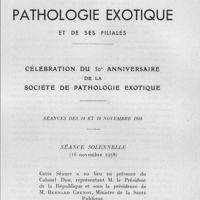 0721 - Page 667 - Célébration du 50e anniversaire de la Société de Pathologie Exotique. Séances des 18 et 19 novembre 1958. Séance solennelle (18 novembre 1958)