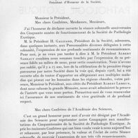 0722 - Page 668 - Célébration du 50e anniversaire de la Société de Pathologie Exotique. Séances des 18 et 19 novembre 1958. Séance solennelle (18 novembre 1958). Discours prononcé par M. Émile Roubaud.