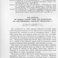0812 - Page 752 - Célébration du 50e anniversaire de la Société de Pathologie Exotique. Séances des 18 et 19 novembre 1958. Séance de travail du 19 novembre (matin). Les rickettsioses. Le traitement des néo-rickettsies, par J. Jadin. / The effects of murine typhus toxin and endotoxins on the peripheral vascular circulation, by Sheldon E. Greisman... and Charles L. Wisseman, Jr.