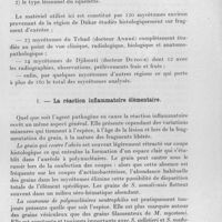 0933 - Page 865 - Célébration du 50e anniversaire de la Société de Pathologie Exotique. Séances des 18 et 19 novembre 1958. Séance de travail du 19 novembre (après-midi). Les mycétomes. Anatomie pathologique des mycétomes et du pied de Madura en particulier, par P. Destombes, R. Camain et O. Nazimoff. I. - La réaction inflammatoire élémentaire