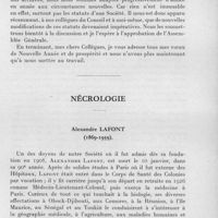 0011 - Page 5 - Séances des 14 janvier et 11 février 1959. Allocution du président. / Nécrologie. Alexandre Lafont