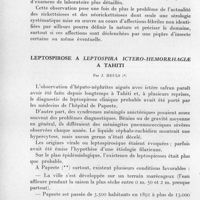 0030 - Page 22 - Séances des 14 janvier et 11 février 1959. Communications. Importance des tests sérologiques des rickettsioses et néorickettsioses dans le diagnostic étiologique des syndromes infectieux locaux et généraux consécutifs à une piqûre de parasite, par Paul Giroud et Pierre Melnotte. / Leptospirose à leptospira Ictero-hemorrhagiae à Tahiti, par J. Heuls