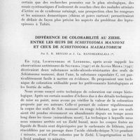 0034 - Page 26 - Séances des 14 janvier et 11 février 1959. Communications. Leptospirose à leptospira Ictero-hemorrhagiae à Tahiti, par J. Heuls. / Différence de colorabilité au ziehl entre les oeufs de schistosoma mansoni et ceux de Schistosoma haematobium, par E. R. Brygoo et J. Ch. Randriamalala
