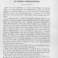 0166 - Page 143 - Séances des 11 mars et 8 avril 1959. Communications. Mise au point concernant la transformation rapide in vitro des formes sanguines et métacycliques de Trypanosoma cruzi en formes leishmaniennes, par François Pick