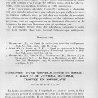0328 - Page 287 - Séances des 13 mai et 10 juin 1959. Communications. Le « para-amino-salicylate d'isonicotyl hydrazide » dans le traitement de la lèpre, par Étienne Montestruc. / Description d'une nouvelle espèce de simulie : S. simici n. sp. (Diptera, Simuliidae) trouvée en Yougoslavie, par Vera Zivkovitch