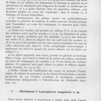 0504 - Page 455 - Séance du 8 juillet 1959. Mémoires. Identification des agents des maduromycoses du Sénégal et de la Mauritanie. Description d'une espèce nouvelle, par J. Baylet, R. Camain et G. Segretain. I. - Mycétomes à Madurella mycetomi. / II. - Mycétomes à Leptosphaeria senegalensis n. sp