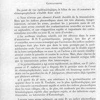 0593 - Page 532 - Séance du 8 juillet 1959. Mémoires. Résultats d'une expérimentation de chimioprophylaxie par la pyriméthamine dans la zone pilote de lutte antipaludique de bobo-dioulasso, par J. Ricossé, H. Bailly-Choumara, J.-P. Adam et J. Hamon. Discussion. / Conclusions