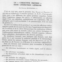 0628 - Page 561 - Séance du 14 octobre 1959. Communications. La « C-reactive protein » dans l'infection lépreuse, par Etienne Montestruc