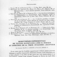 0631 - Page 564 - Séance du 14 octobre 1959. Communications. La « C-reactive protein » dans l'infection lépreuse, par Etienne Montestruc. (Institut Pasteur de la Martinique et Service de léprologie de l'Hôpital Albert-Clarac de Fort-de-France.). / Rickettsiémie expérimentale de Testudo mauritanica avec R. burneti et infection de la tique Hyalomma aegyptium, par Georges Blanc, L. Ascione et Paulette Bésiat
