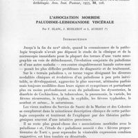 0701 - Page 630 - Séance du 14 octobre 1959. Mémoires. Infection expérimentale de la souris blanche par plasmodium vinckei, par Georges Fabiani et Jeanne Orfila. / L'association morbide paludisme-leishmaniose viscérale, par F. Blanc, J. Merlihot et L. Aubert. Introduction