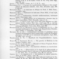0723 - Page 652 - Séance du 14 octobre 1959. Mémoires. L'association morbide paludisme-leishmaniose viscérale, par F. Blanc, J. Merlihot et L. Aubert. Bibliographie