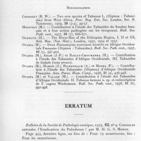 0770 - Page 698 - Séance du 14 octobre 1959. Mémoires. Tabanides de la région de Bobo-Dioulasso (Haute-Volta). Répartition et rythme annuel ; quelques notes de systématique. Par M. Ovazza, A. Rickenbach et M. Valade. V. - Attraction par les différents pièges. Heures de capture. (Laboratoire d'entomologie médicale du Centre Muraz, Bobo-Dioulasso, Haute-Volta. Office de la recherche scientifique et technique Outre-Mer.). / Bibliographie. / Erratum