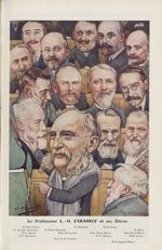 [Caricature] Le Professeur L.-H. Farabeuf et ses élèves. Dr Heitz Boyer. Dr Anselme Schwartz. Prof.  [...]