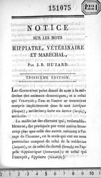 0001 - Page 1 - Notice sur les mots hippiatre, vétérinaire et maréchal