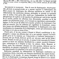 0107 - Page 103 - Diaphragme. Pathologie spéciale. Convulsions du diaphragme [Albert Hénocque, Charles Éloy] (bibliographie) / Inflammation du diaphragme [Albert Hénocque, Charles Éloy]
