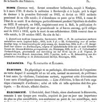 0105 - Page 101 - Elche (Station hivernale) [A. Rotureau] / El-Dakar [G. Planchon] / Eldik (Cornelis van) [L. Hahn] (bibliographie) / Éléagnées. Voy. Élaeagnacées et Élaeagnus / Élection [Amédée Dechambre] / Électricité [C.-M. Gariel]