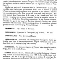 0529 - Page 525 - Endoscope [L. Hahn] / Endosmose. Voy. Osmose et Diffusion / Endosporés [Ed. Lefèvre] / Endothélium. Voy. Épithélial (Tissu) / Endothèques [Ed. Lefèvre] / Endroguez [Ed. Lefèvre] / Endter (Christian-Ernst) [L. Hahn] (bibliographie) / Endurcissement [L. Hahn]