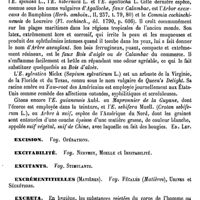 0430 - Page 426 - Excaecaria [Ed. Lefèvre] / Excision. Voy. Opérations / Excitabilité. Voy. Nerveux, Moelle et Irritabilité / Excitants. Voy. Stimulants / Excrémentitielles (Matières). Voy. Fécales (Matières), Urines et Sécrétions / Excreta [L. Hahn] / Excrétion. Voy. Sécrétion / Exencéphalien [L. Hahn]