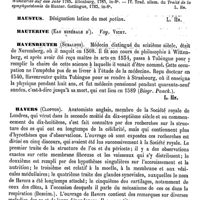 0531 - Page 527 - Hausleutner (Emmanuel-Friedrich) [L. Hahn] / Hausmann (Johann-Stephan) [L. Hahn] (bibliographie) / Haustus [L. Hahn] / Hauterive (Eau minérale d'). Voy. Vichy / Havenreuter (Sebaldus) [L. Hahn] / Havers (Clopton) [L. Hahn]
