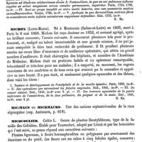 0559 - Page 555 - Michelotti (Pietro-Antonio) [H. Montanier] (bibliographie) / Michon (Louis-Marie) [H. Montanier] / Mic-Macs ou Mickmacks. Voy. Amérique / Micocoulier [G. Planchon]