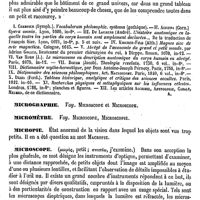 0564 - Page 560 - Microcosme et Macrocosme [A. Chéreau] (bibliographie) / Micrographie. Voy. Microscope et Microscope / Micromètre. Voy. Microscope, Microscopie / Micropie. Voy. Macropie / Microscope [Albert Hénocque]