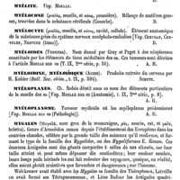 0218 - Page 214 - Myéline [Amédée Dechambre] / Myélite. Voy. Moelle / Myélocone [Amédée Dechambre] / Myélocyte [Amédée Dechambre] / Myéloïdes (Tumeurs) [Albert Hénocque] / Myéloïdine, Myéloïdique (Acide) [Schützenberger] / Myéloplaxes [Albert Hénocque] / Myéloplaxome [Albert Hénocque] / Mygales [A. Laboulbène]