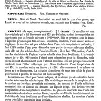 0416 - Page 412 - Naples (Eaux minérales, Station marine et hivernale) [A. Rotureau] (bibliographie) / Napolitain (Onguent). Voy. Mercure et Onguent / Napus [G. Planchon] / Narcéine / Chimie [T. Gobley]