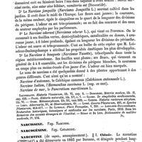 0424 - Page 420 - Narcisse [G. Planchon] (bibliographie) / Narcissine. Voy. Narcisse / Narcogénine. Voy. Cotartine / Narcotico-acre. Voy. Narcotique / Narcotine / Chimie [T. Gobley]