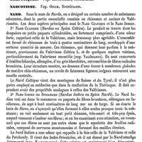 0428 - Page 424 - Narcotine. Thérapeutique [Fonssagrives] / Toxicologie. Voy. Opium / Narcotinique (Acide) [T. Gobley] / Narcotiques. Voy. Hypnotiques, Stupéfiants / Narcotisme. Voy. Opium, Stupéfiants / Nard [G. Planchon]