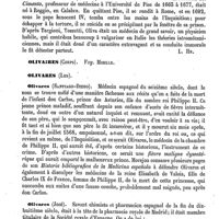 0127 - Page 123 - Olinique (Acide) [Malaguti] / Olipes (Les). Voy. Amérique / Oliva. Voy. Médecin-femme [D.] / Oliva ou Uliva (Antonio) [L. Hahn] / Olivaires (Corps). Voy. Moelle / Olivares (Les) [L. Hahn] (bibliographie) / Olivari (Nicolo) [L. Hahn]
