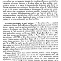 0312 - Page 308 - Optique (Nerf). Pathologie. Considér. génér. [Duwez] / Anomalies congénitales du nerf optique [Duwez]