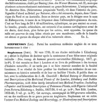 0699 - Page 695 - Stephania (Lour) [H. Baillon] (bibliographie) / Stéphanure [Ed. Lefèvre] / Stephenson (Les) [L. Hahn] / Steppes (Géographie médicale). Voy. Géographie / Stercoraire [E. Oustalet]