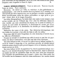 0466 - Page 462 - Tabiano (Eaux minérales de) [A. Rotureau] (bibliographie) / Table (Anatomie) [Amédée Dechambre] / Tables démographiques [Jacques Bertillon]