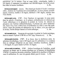 0062 - Page 58 - Tétracéra [Ed. Lefèvre] (bibliographie) / Tétrachoetes. Voy. Diptères / Tétracosane [L. Hahn] / Tétracrésyléthylène [L. Hahn] / Tétracrylique (Acide) [L. Hahn] / Tétradécane [L. Hahn] / Tétradécyle [L. Hahn] / Tétradécylène [L. Hahn] / Tétradécylidène [L. Hahn] / Tétragnathes. Voy. Araignées / Tétrahydroparachinanisol. Voy. Thalline / Tétraméthylallène [L. Hahn]