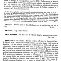 0145 - Page 141 - Theden (Johann-Christian-Anton) [L. Hahn] (bibliographie) / Theile (Friedrich-Wilhelm) [L. Hahn] / Théine [L. Hahn] / Thekel. Voy. Tekel-Thekel / Theliphonos [Ed. Lefèvre] / Thelning (Carl-August) [L. Hahn] / Telphis [Ed. Lefèvre] / Thelygonum. Voy. Cynocrambe / Thelypteris [Ed. Lefèvre]