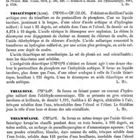 0318 - Page 314 - Thévétosine [L. Hahn] (bibliographie) / Thiacétique (Acide) [L. Hahn] / Thialdine [L. Hahn] / Thiamméline [L. Hahn] / Thiamylique (Acide) [L. Hahn]